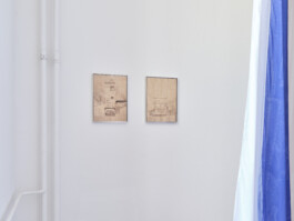 Zeichnung als Plattendruck auf Holz in Aluminiumrahmen, 2 Stück, Raum 008, 2023 ©Kai Werner Schmidt für Kunstakademie Düsseldorf